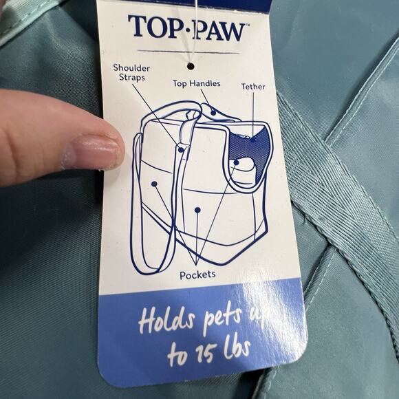Top Paw Teal Dog Tote Carrier - For Pets Up To 15 lbs - Picture 10 of 11